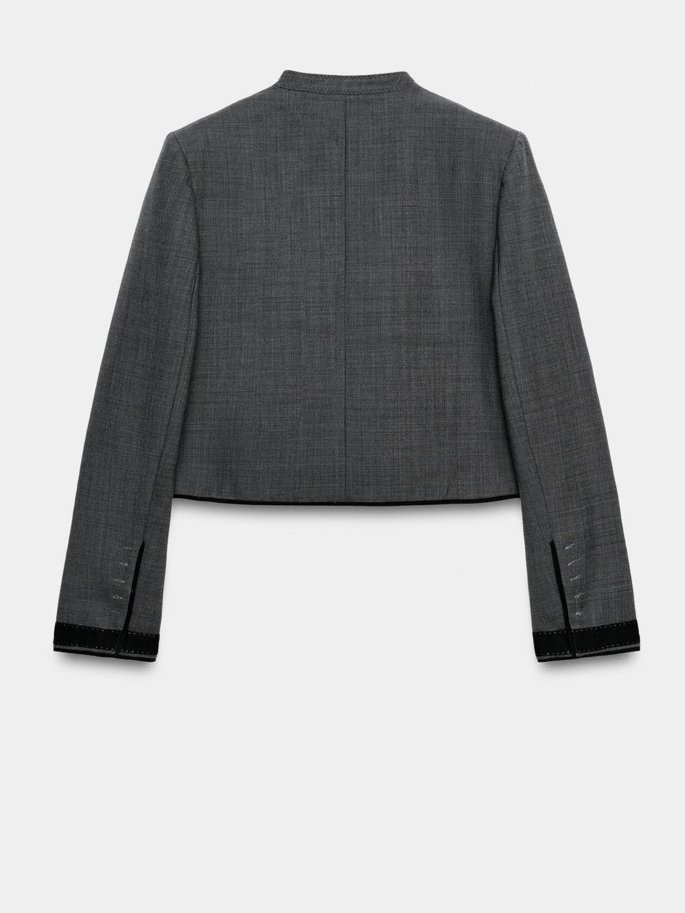 Zara NWT viral wool blend Gray & black Frog clasp button blazer - Picture 8 of 11